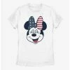 Cartoons Disney Minnie Mouse American Bow Womens T-Shirt