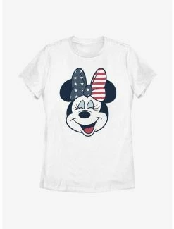 Cartoons Disney Minnie Mouse American Bow Womens T-Shirt