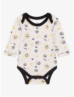 Horror Disney The Nightmare Before Christmas Jack Skellington Allover Print Long Sleeve Infant One-Piece - BoxLunch Exclusive