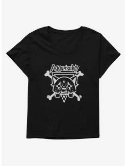 Horror Aggretsuko Metal Crossbones Womens T-Shirt Plus Size