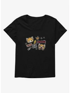 Anime Aggretsuko Metal Gig Stickers Womens T-Shirt Plus Size
