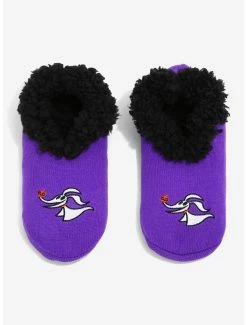 Alternative view of Horror Disney The Nightmare Before Christmas Zero Embroidered Fleece Slipper Socks - BoxLunch Exclusive
