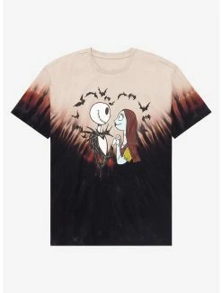 Horror Disney The Nightmare Before Christmas Jack Skellington & Sally Bat Heart Dye T-Shirt - BoxLunch Exclusive