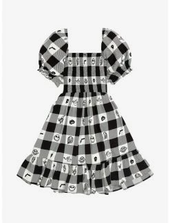 Alternative view of Horror Disney The Nightmare Before Christmas Face Portraits Gingham Smocked Dress - BoxLunch Exclusive