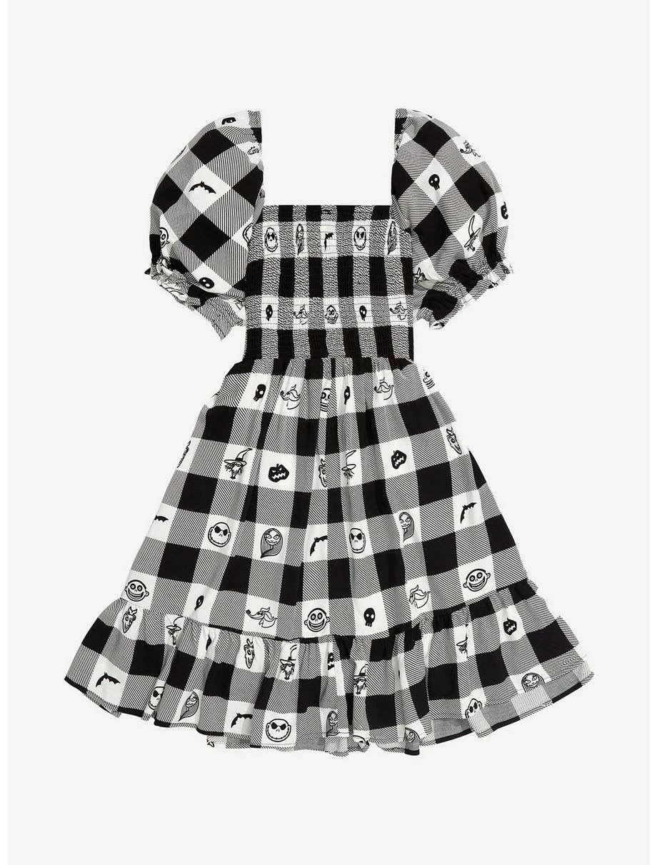 Horror Disney The Nightmare Before Christmas Face Portraits Gingham Smocked Dress - BoxLunch Exclusive 2 Horror Disney The Nightmare Before Christmas Face Portraits Gingham Smocked Dress - BoxLunch Exclusive - Image 2