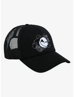 Alternative view of Horror Disney The Nightmare Before Christmas Jack Skellington & Roses Trucker Cap - BoxLunch Exclusive