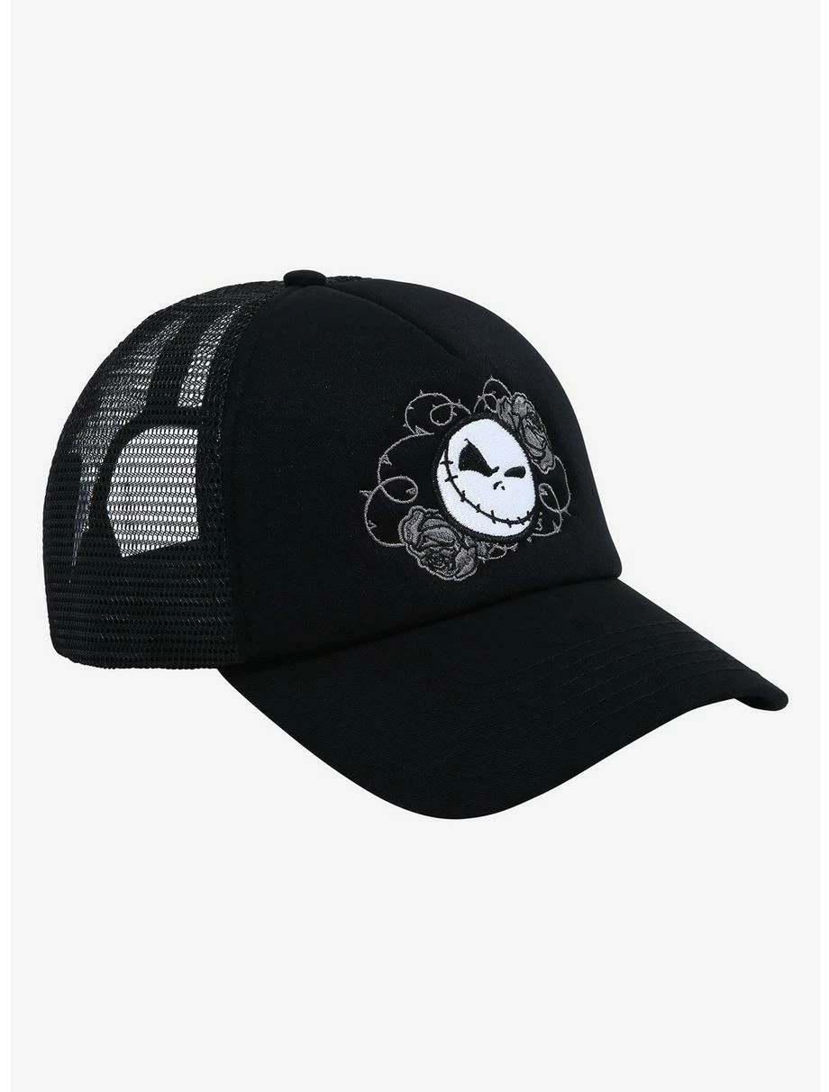 Horror Disney The Nightmare Before Christmas Jack Skellington & Roses Trucker Cap - BoxLunch Exclusive 2 Horror Disney The Nightmare Before Christmas Jack Skellington & Roses Trucker Cap - BoxLunch Exclusive - Image 2