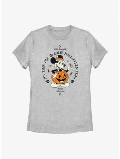 Cartoons Disney Mickey Mouse Time For Halloween Pumpkin Mickey Womens T-Shirt