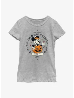 Cartoons Disney Mickey Mouse Time For Halloween Pumpkin Mickey Youth Girls T-Shirt