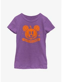 Cartoons Disney Mickey Mouse Pumpkin Head Youth Girls T-Shirt